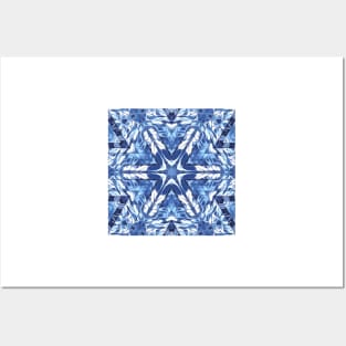 repeating creative pattern and design hexagonal kaleidoscopic style in shades of BLUE Posters and Art